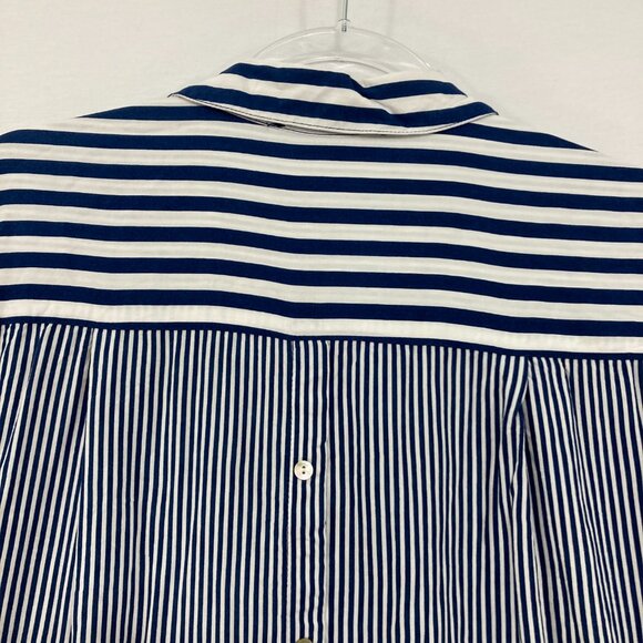 Jane and Delancey size XL Blue White Stripes Soft Flowy Button Back Button Up - Picture 9 of 10